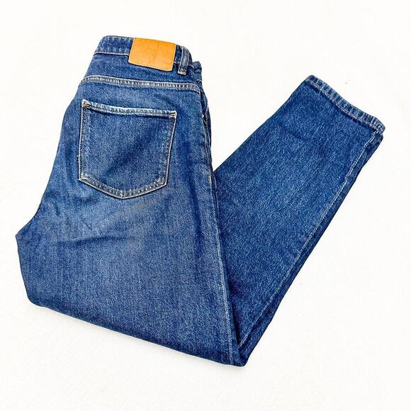 Zara High Rise Dark Wash Straight Leg Denim Jeans Zip Fly Size 6 - Picture 7 of 7